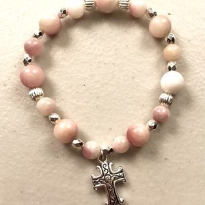 Handmade Dyed Jade & Metal Beaded Bracelet